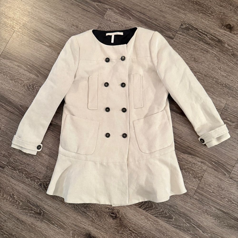 Schumacher Linen Blend Collarless Trench